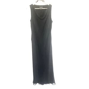 Banana Republic Black Noir Silk Maxi dress Biased Cut Dark Romantic Fairy Core 6